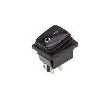 Кнопка KCD4 (250V, 16A) на 4 контакта, с защитой, черная