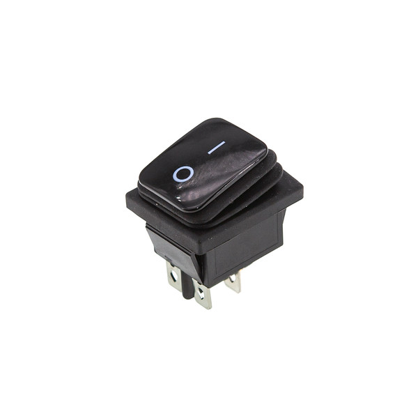 Кнопка KCD4 (250V, 16A) на 4 контакта, с защитой, черная