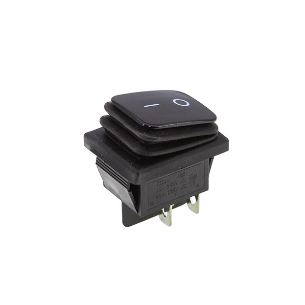Кнопка KCD4 (250V, 16A) на 4 контакта, с защитой, черная
