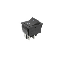 Кнопка KCD4 с автовозвратом (250V, 16A) широкая черная, 4 контакта