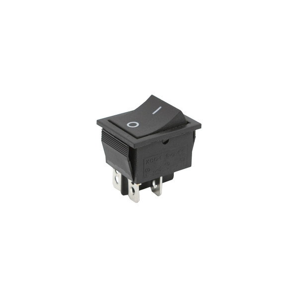 Кнопка KCD4 с автовозвратом (250V, 16A) широкая черная, 4 контакта