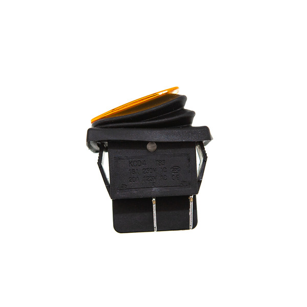 Кнопка KCD4 (250V, 16A) на 4 контакти, із захистом, помаранчева