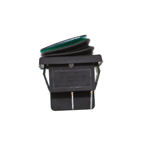 Кнопка KCD4 (250V, 16A) на 4 контакта, с защитой, зеленая