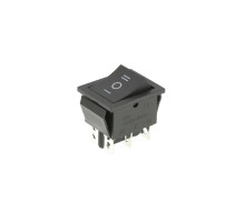 Кнопка KCD4 (250V, 15A) широкая черная, 3 позиции, 6 контактов