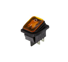 Кнопка KCD4 (250V, 16A) на 4 контакта, с защитой, оранжевая