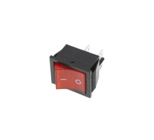 Кнопка KCD4 (250V, 15A), широкая красная, 2 позиции, 4 контакта