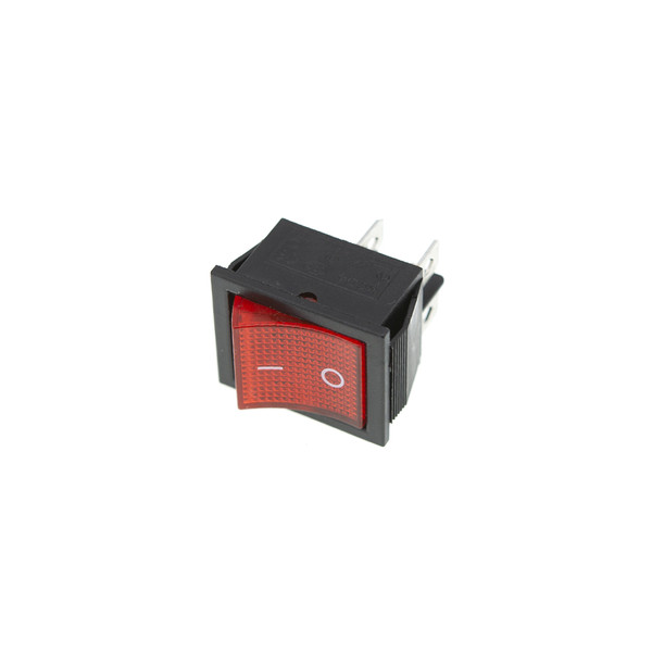 Кнопка KCD4 (250V, 15A), широкая красная, 2 позиции, 4 контакта