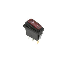 Кнопка KCD3 (250V, 15A) 3 контакта, с защитой, красная