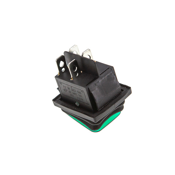 Кнопка KCD4 (250V, 16A) на 4 контакта, с защитой, зеленая