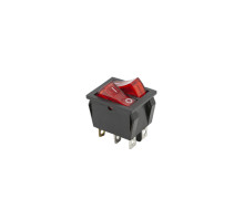Кнопка KCD6 (250V, 16A) двойная, красная, 6 контактов