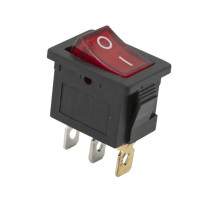 Кнопка KCD1 (250V, 6A) красная, 3 контакта
