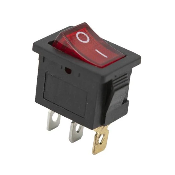 Кнопка KCD1 (250V, 6A) красная, 3 контакта