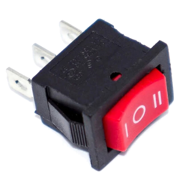 Кнопка KCD1 (250V, 6A) красная, 3 положения, 3 контакта