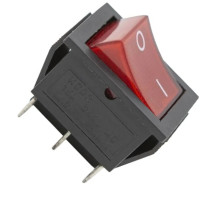 Кнопка KCD2 (250V, 15A, 6 контактов) черно-красная