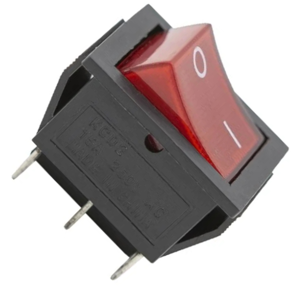Кнопка KCD2 (250V, 15A, 6 контактов) черно-красная