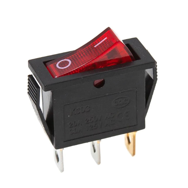 Кнопка KCD3 (250V, 20A) важіль з латуні, 3 контакти