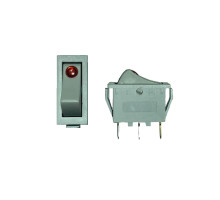Кнопка KCD3 узкая серая (250V, 16A, 3 контакта)
