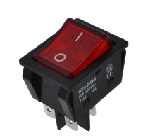 Кнопка KCD4-201N-B (250V, 30A, 4 контакта), с подсветкой