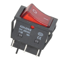 Кнопка KCD4-201N-B (250V, 30A, 6 контактов), с подсветкой