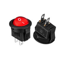Кнопка круглая (250V 3A) черно-красная, 2 контакта