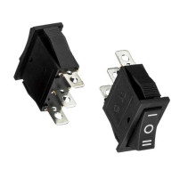 Кнопка QY603 (250V, 15A) узкая черная, 3 позиции, 3 контакта