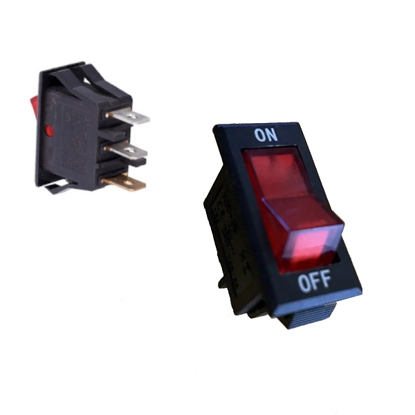 Кнопка RS606 On-Off вузька (250V, 16A, 3 контакти)
