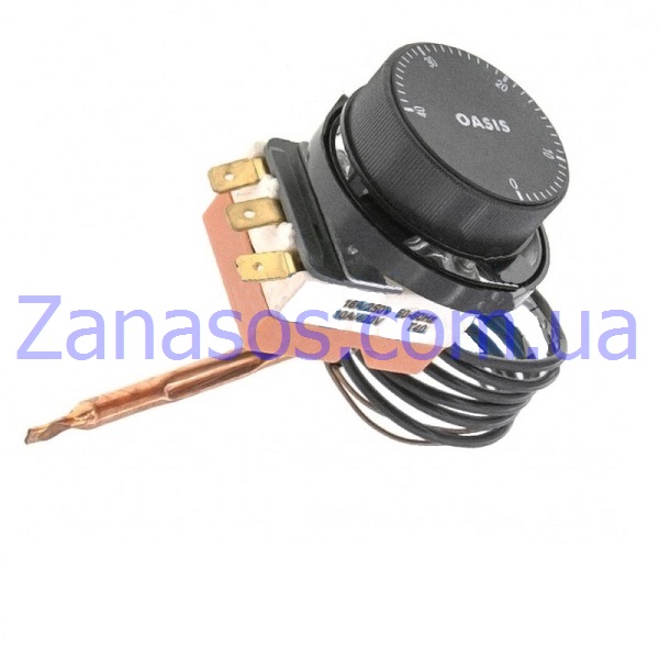 Термостат Oasis-T40 для бойлера (400V 10A / 250V 16A, 0-40°C, L кап=1 м, колба 70 x 6 мм, ручка 24 мм x 4.8 мм)