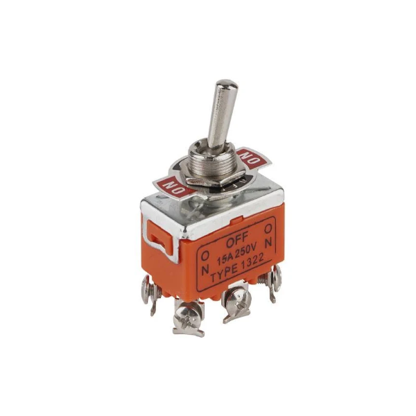 Тумблер 1322 (250V 15A), 3 положения, 6 контактов под болт