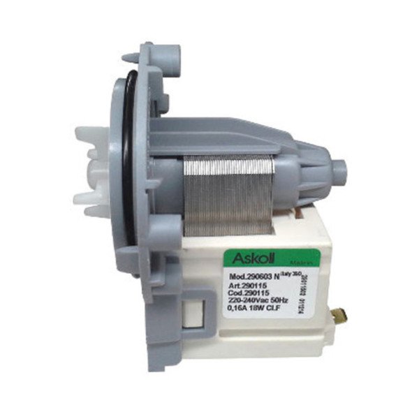 Насос (катушка) для стиральной машины Electrolux (Askoll 290603N / Cod. 290115), 18W, под три самореза, клеммы снизу - 50241445001 / 50253867001 / 163ZN49