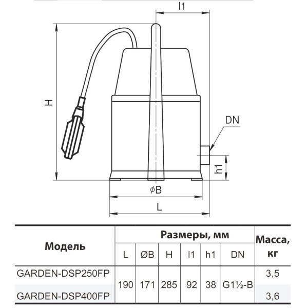 Насос дренажный GARDEN-DSP400FP "NPO"