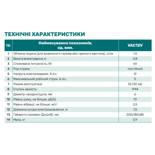 Насос вакуумний VAP12V (для масла) "NPO"
