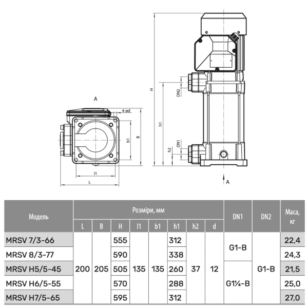 Поверхностный насос MRSV H7/5-65 "NPO"