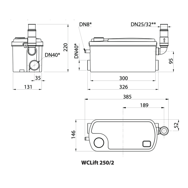 Канализационная установка WCLift250/2 "Rudes"