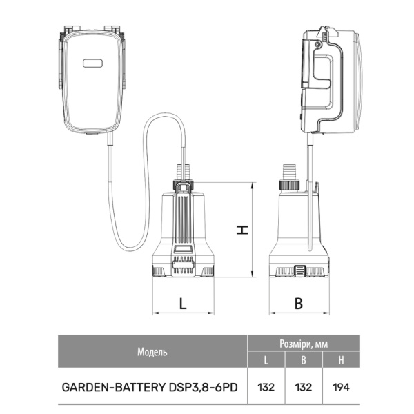 Погружной насос GARDEN-BATTERY DSP 3,8-6PD + (акб, зарядное устройство) "NPO"