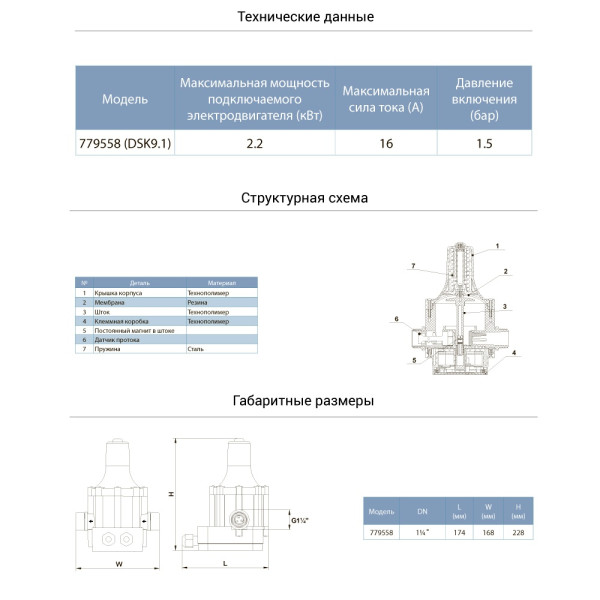 Контролер тиску електронний 2.2кВт Ø1 1/4" AQUATICA