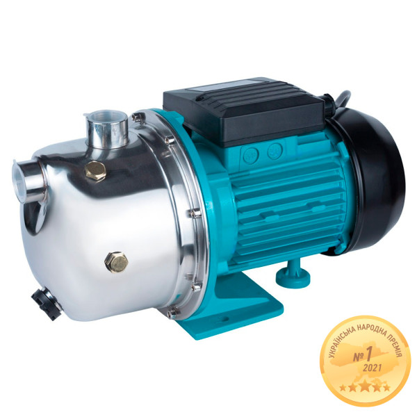 Насос відцентровий самовсмоктуючий 0.75кВт Hmax 46м Qmax 50л/хв нерж AQUATICA JETSa60