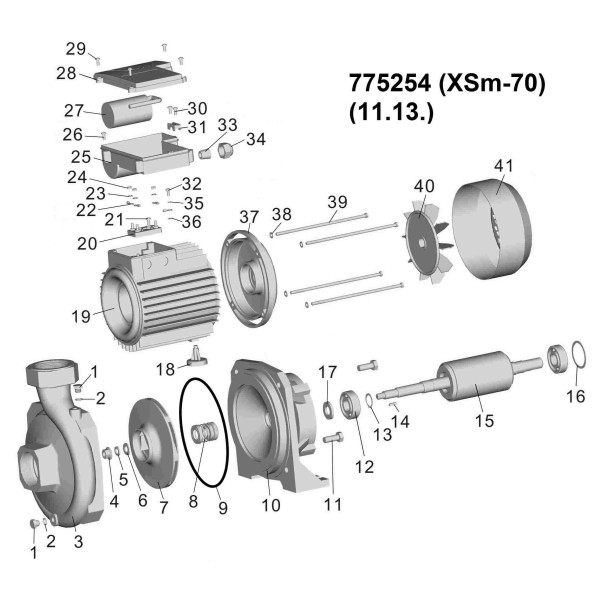 Насос центробежный 1.5кВт Hmax 30м Qmax 440л/мин LEO