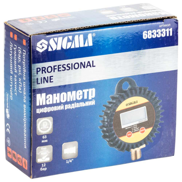 Манометр цифровой радиальный Ø62мм, G1/4 SIGMA