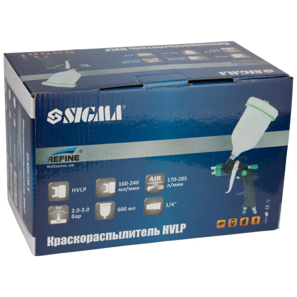Краскораспылитель HVLP Ø1.8мм 170-285л/мин 2-3бар в/б 600мл REFINE