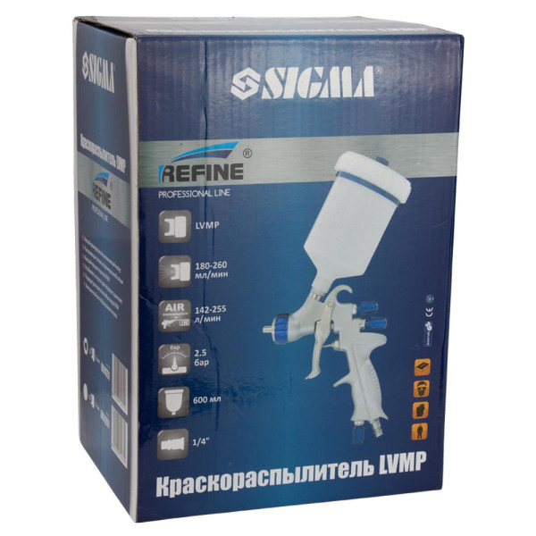 Краскораспылитель LVMP Ø1.3мм 142-255л/мин 2.5бар в/б 600мл REFINE