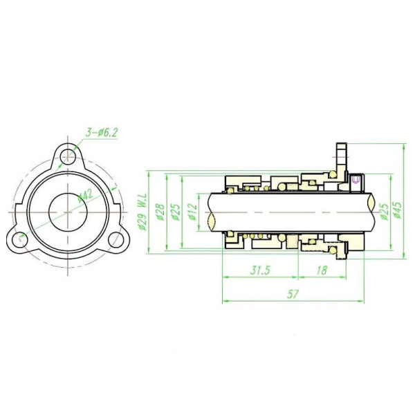 Торцеве ущільнення насоса серія 706A 12, SIC/SIC, EPDM, 304