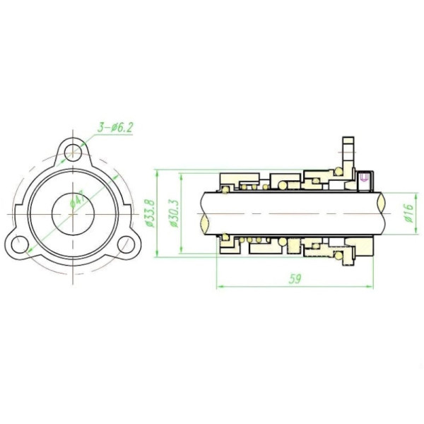 Торцеве ущільнення насоса серія 706A 16, SIC/SIC, VITON, 304