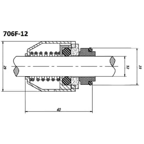Торцеве ущільнення насоса серія 706F 12, TC/TC, VITON, 304
