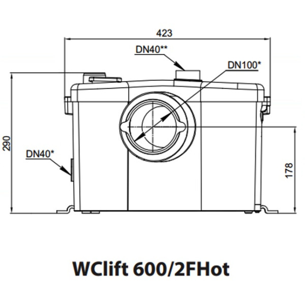 Каналізаційнна установка WCLift600/2FHot "NPO" (до +90°С)
