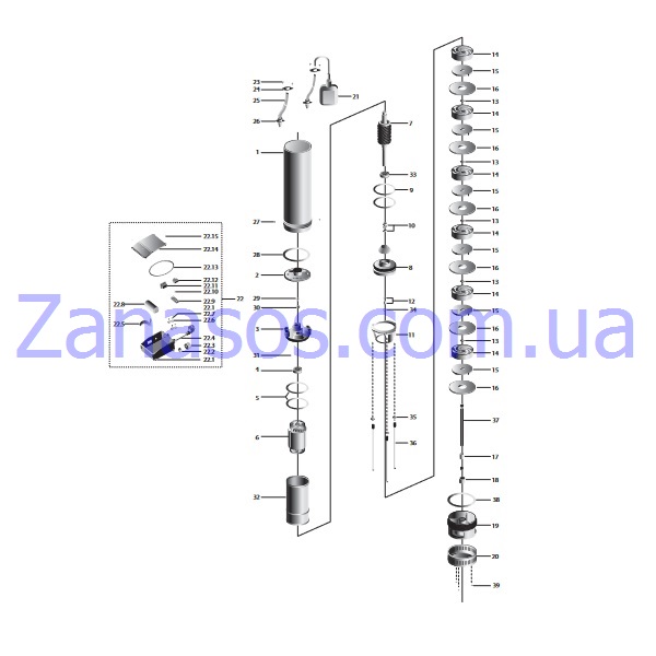 Корпус насосной камеры SCM6 (нерж) (A08)